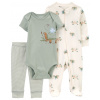 CARTER'S Set 3dielny overal, body kr. rukáv, tepláky Olive Turtle chlapec 3m/ veľ. 62