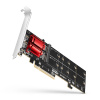 AXAGON PCEM2-ND, PCIe x8 řadič - 2x M.2 NVMe M-key slot, RAID, podpora desek bez bifurkace, vč. LP PCEM2-ND