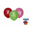 Balónik nafukovací 30cm - sada 5ks, s číslom 7