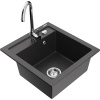 Mexen Vito, 1-komorový granitový drez a kuchynská batéria Telma, čierna-škvrnitá, 6503-76-670200-00