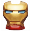 10908pb12 Dark Red Minifigure, Visor Top Hinge with Gold Face Shield (Tmavě červená minifigurka, horní kšilt se zlatým obličejovým štítem a jasně modrým vzorem očí)