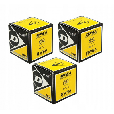 Squash Ball Dunlop Pro 3 PCS. (Squasha Dunlop Pro (2 bodky žlté) gule 3 ks)