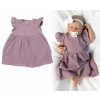 Detské letné mušelínové šatôčky kr. rukáv Sweet Summer Baby Nellys slivkové