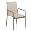 Kettler DIAMOND stohovatelné, hliníkové křeslo s teakovými područkami - taupe / béžová