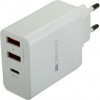 Canyon CNE-CHA08W, univerzálna nabíjačka do steny, 2x USB, 5V/2.4A + 1xUSB-C Quick Charge, Smart IC, biela