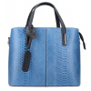 Kožená džínově modrá dámská kabelka do ruky v kroko designu Merle