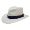 Luxusný panamský klobúk Fedora bielený s modročiernou stuhou - Mayser Colmar Veľkosť: 62 cm