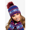 Kamea Nebesky modrá dámska čiapka s nórskym vzorom s brmbolcom Kamea Annapolis, Veľkosť uni, Farba nebesky modrá