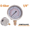 Glycerínový tlakomer 0-6bar, Spodný závit: 1/4