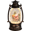 MagicHome Lampáš Vianoce Retro LED so santom s trblietkami čierny 3xAA plast 13x11x24/35 cm