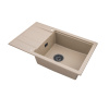 Sink Quality Ferrum New 8010, 1-komorový granitový drez 800x500x210 mm + zlatý sifón, béžová, SKQ-FER.8010.B.XG