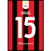 Superfutbal Maketa dresu AC Miláno, červená / čierna Rozmer: A4, Meno a číslo: Hauge 15
