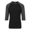 Contrast 3/4 Sleeve Raglan Tee - blk/cha 4XL