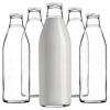 SKLENENÁ FĽAŠA 1L 1000 ml NA MLIEKO, DŽÚS, VODU, NÁPOJE S UZÁVEROM 5 ks