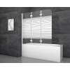 Aurlane Skladacia vaňová zástena White Stripes 3 biela 140 cm x 140 cm 3-krídlov