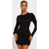 Čierne jednoduché mini šaty s dlhým rukávom #Veľkosť M Farba Čierna