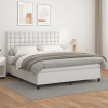 vidaXL Boxspring posteľ s matracom biela 160x200 cm umelá koža - Biela - 57547-12525