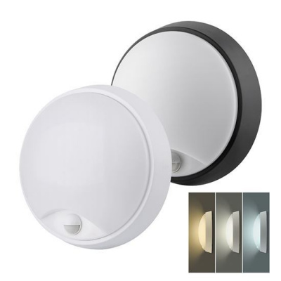 Solight LED venkovní osvětlení se senzorem, IP54,18W, 1350lm, 3000-6000K, 22cm, vyměnitelný kryt (černý plus bílý) WO780