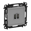 Legrand Valena Life USB nabíjačka 2xUSB-A, hliník, 753312