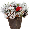 Ikebana MagicHome Vianoce, so zasneženou čečinou, imitácia deva 18 cm