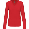 KARIBAN VINTAGE V-NECK K382 / Dámske tričko s dlhým rukávom - red S