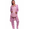 Růžový set kojící i těhotenský, pyžamo a župan - vzor vínové květiny 1G0617 růžová L + První výměna zboží zdarma.