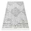 Dywany Łuszczów Koberec SEVILLA Z788B, biela / antracit - strapce, Labyrint-Grécky vzor, Berber, Maroko, Shaggy 200x290 cm