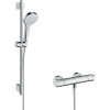HANSGROHE Croma Select S nástenný sprchový termostat Ecostat 1001 CL, ručná sprcha 3jet priemer 110 mm, sprchová tyč 72 cm, jazdec a sprchová hadica 160 cm, biela/chróm, 27833400