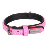 Flamingo Collar Leza Pink - obojok pre malého psíka, podšitý, umelá koža a neoprén, ružový - S/M