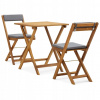 VidaXL 3-dielny skladací bistro set s vankúšmi, masívne akáciové drevo