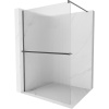 Mexen Kioto+, sprchová zástena Walk-In s poličkou a vešiakom 140 x 200 cm, 8mm sklo s rebrovým vzorom, grafitový profil, 800-140-121-66-09