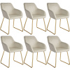tectake 405932 jedálenská stolička jeane, zamatový vzhľad, rám s nohami - zamatový vzhľad krémová/zlatá, sada 6 kusov