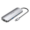 Vention TOKHB USB Type-C adaptér - USB Type-C + 3 x USB-A + HDMI + RJ45 + SD, TF zásuvka, sivá