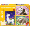 Schmidt - Puzzle 3x24 Panda, Lama, Leňochod - 40-99 dielov