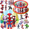 SADA JEDLÝ OBRÁZOK NA TORTU 20 CM + 26 POSTÁV - SPIDEY A KAMARÁTI SPIDERMAN + MENO