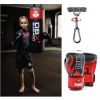 Dětský boxovací SET, pytel 80 x 30 cm, 15 -20 kg, rukavice, držák, ČERVENÝ Velikost: 8oz