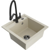 Mexen Vito granitový drez 1-komorový s kuchynskou batériou Duo, béžový - 6503-69-671701-70-B