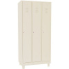 Svařovaná šatníková skriňa Manutan Expert DURO preFI na nohách, 3 oddíly, béžová/béžová, cylindrický zámok