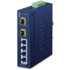 Planet IFGS-620TF priemyselný L2 switch, 4x10/100TX, 2x1Gb SFP, -40 ~ 75 ° C, 9-48VDC, IP30, fanless, ring data recovery