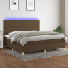 Posteľ boxsping s matracom a LED tmavohnedá 200x200 cm látka-ForU-3135544