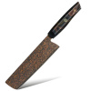 IZMAEL Damaškový kuchynský nôž Kurogane Nakiri/Čierna/Hnedá 18.2 cm