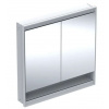 Geberit ONE Zrkadlová skrinka s LED osvetlením, 90x90x15 cm, 2 dvierka, s nikou, vstavaná, hliník 505.823.00.1