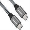 PREMIUMCORD Kabel USB-C M/M, 100W 20V/5A 480Mbps bavlněný oplet, 1,5m ku31cw15