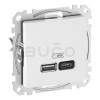 Schneider Electric Sedna Dvojitá USB A+C rýchlonabíjačka 3A/45W, Biela