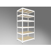 Kovový regál Biedrax 50 x 120 x 210 cm, biely, 6 políc OSB 10 mm, nosnosť 200 kg na policu