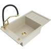 Mexen Elias, 1-komorový granitový drez 795x480x200 mm a drezová batéria Duo, béžová, 6511-69-671701-57-G