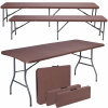 WELLHOX Ratanový hnedý cateringový set stôl 180 cm + 2 lavice