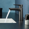 HANSGROHE Talis E páková umývadlová batéria CoolStart bez odtokovej súpravy, výška výtoku 104 mm, kartáčovaný čierny chróm, 71714340