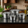 Sada 4 hrncov z nerezovej ocele s pokrievkami FLORINA PROFESSIONAL