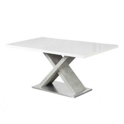 Tempo Kondela Jedálenský stôl, biela s vysokým leskom HG/betón, FARNEL (160x76x90cm)